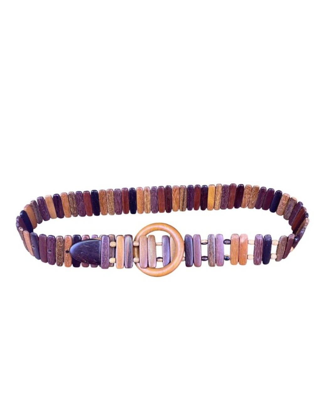 Wooden Handmade Multicolor Womens Belt With Round Accent Buckle Fashion Accessor